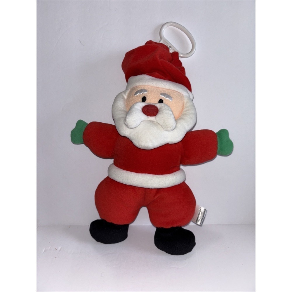 Vintage Soft Dreams Pull Musical Christmas Santa Plush Crib Toy Works